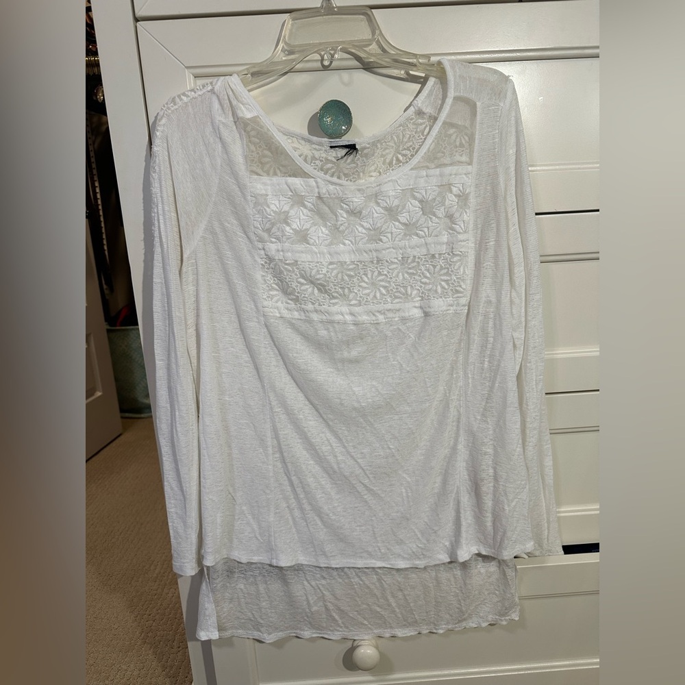 White Sheer Long Sleeve Free People Top